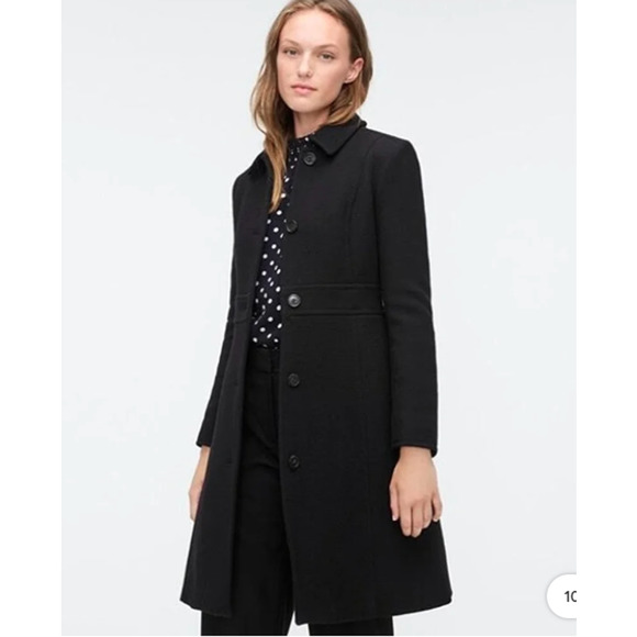 J. Crew Jackets & Blazers - J. Crew Size 0 Black Classic Lady Day Coat in Italian Double-cloth Wool NEW!